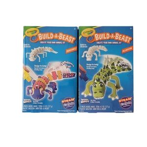 NEW Two Crayola Build-A-Beast Craft Kits - Dragonfly and Alligator
